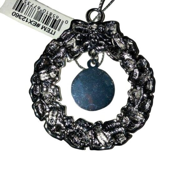 Ganz Pewter Wreath Ornament Engravable Red Stones Happy Holidays New Open Packag - Picture 11 of 11